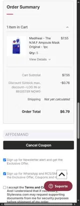 Stylevana coupon verification screenshot