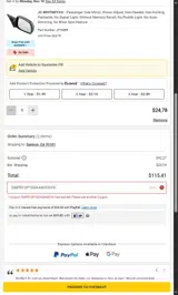 Carparts JC Whitney coupon verification screenshot