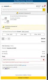 Carparts JC Whitney coupon verification screenshot