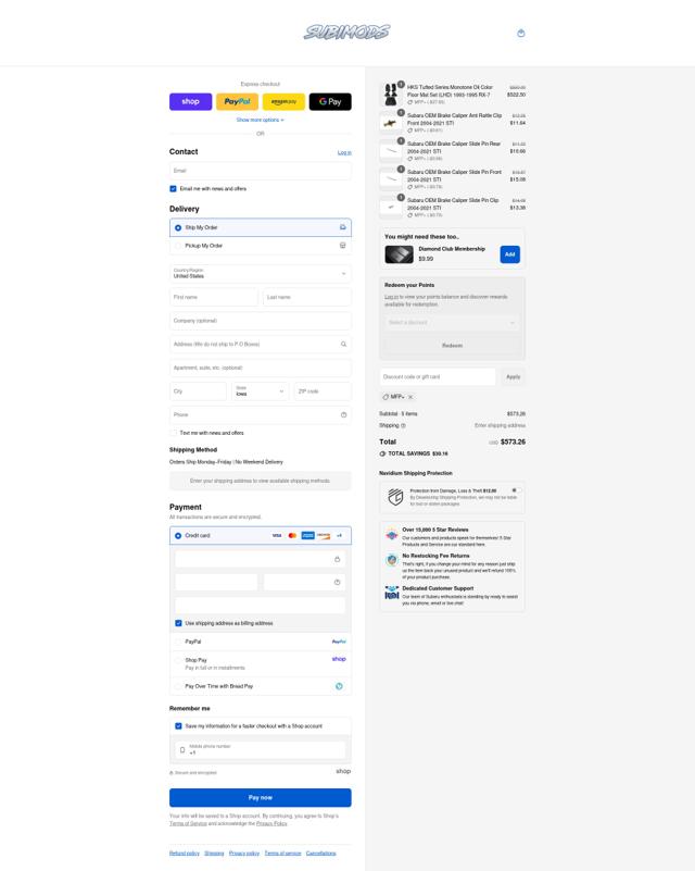 Subimods checkout page showing Subimods discount code box | Screenshot taken by SimplyCodes community member on Sep 1, 2025