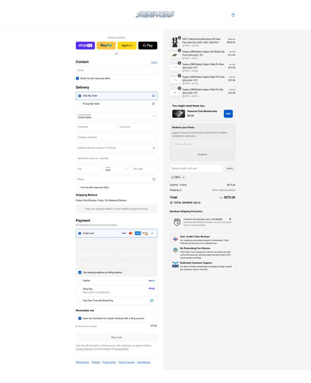 Subimods checkout page showing Subimods discount code box | Screenshot taken by SimplyCodes community member on Aug 19, 2025