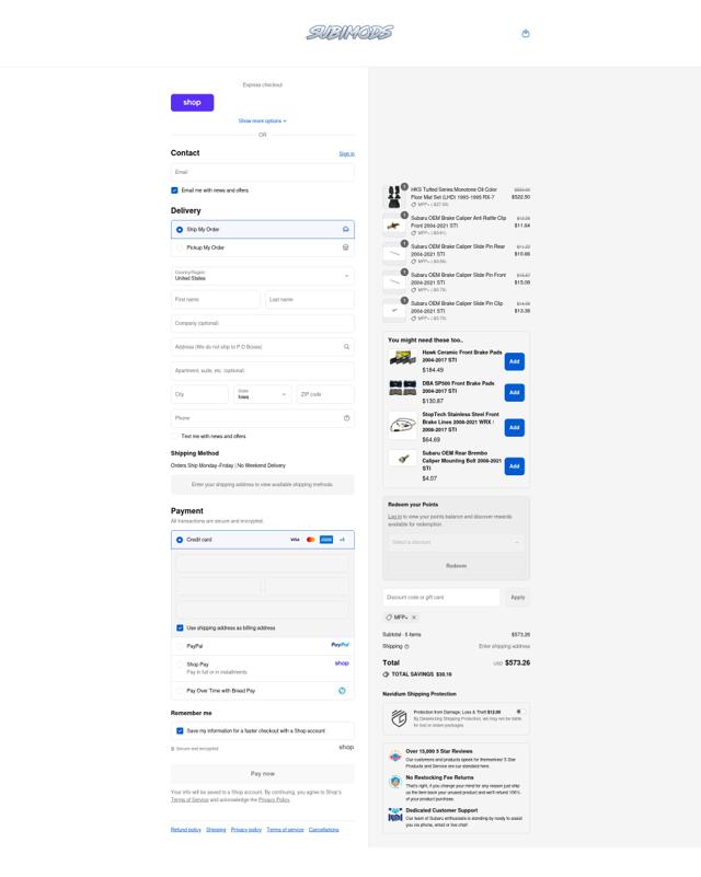Subimods checkout page showing Subimods discount code box | Screenshot taken by SimplyCodes community member on Sep 10, 2025