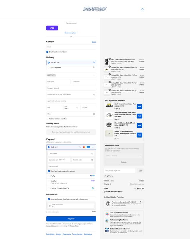Subimods checkout page showing Subimods discount code box | Screenshot taken by SimplyCodes community member on Sep 13, 2025