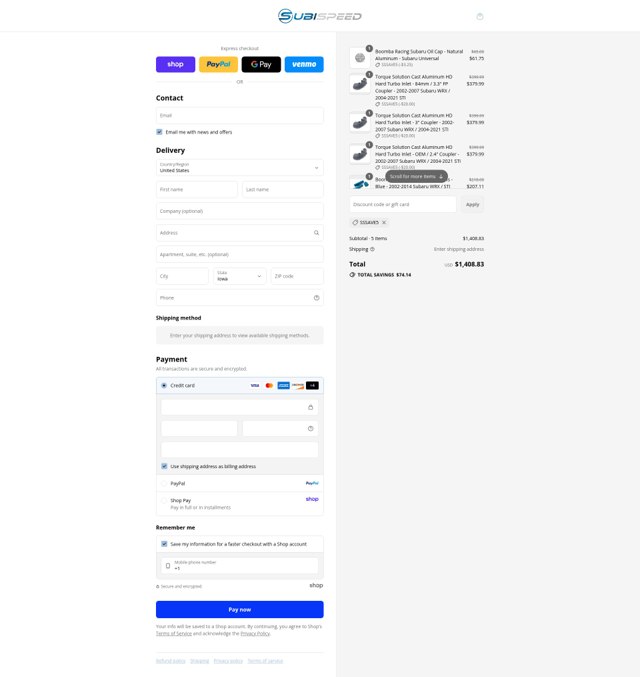 SubiSpeed checkout page showing SubiSpeed discount code box | Screenshot taken by SimplyCodes community member on Sep 4, 2025