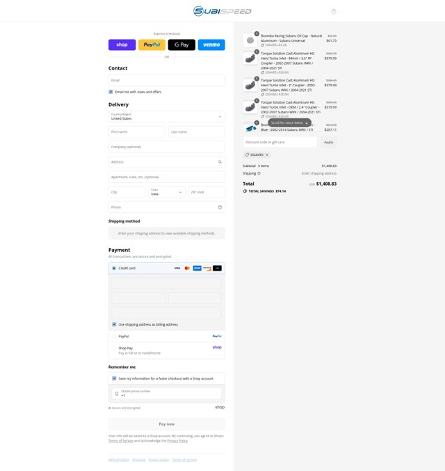SubiSpeed checkout page showing SubiSpeed discount code box | Screenshot taken by SimplyCodes community member on Aug 31, 2025