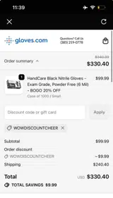 WELCOME10 coupon verification screenshot