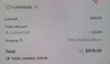 ULTRAVIP200 coupon verification screenshot
