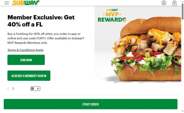 Subway checkout page showing Subway promo code box | Screenshot taken by SimplyCodes community member on Aug 22, 2025