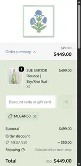 megan50 coupon verification screenshot