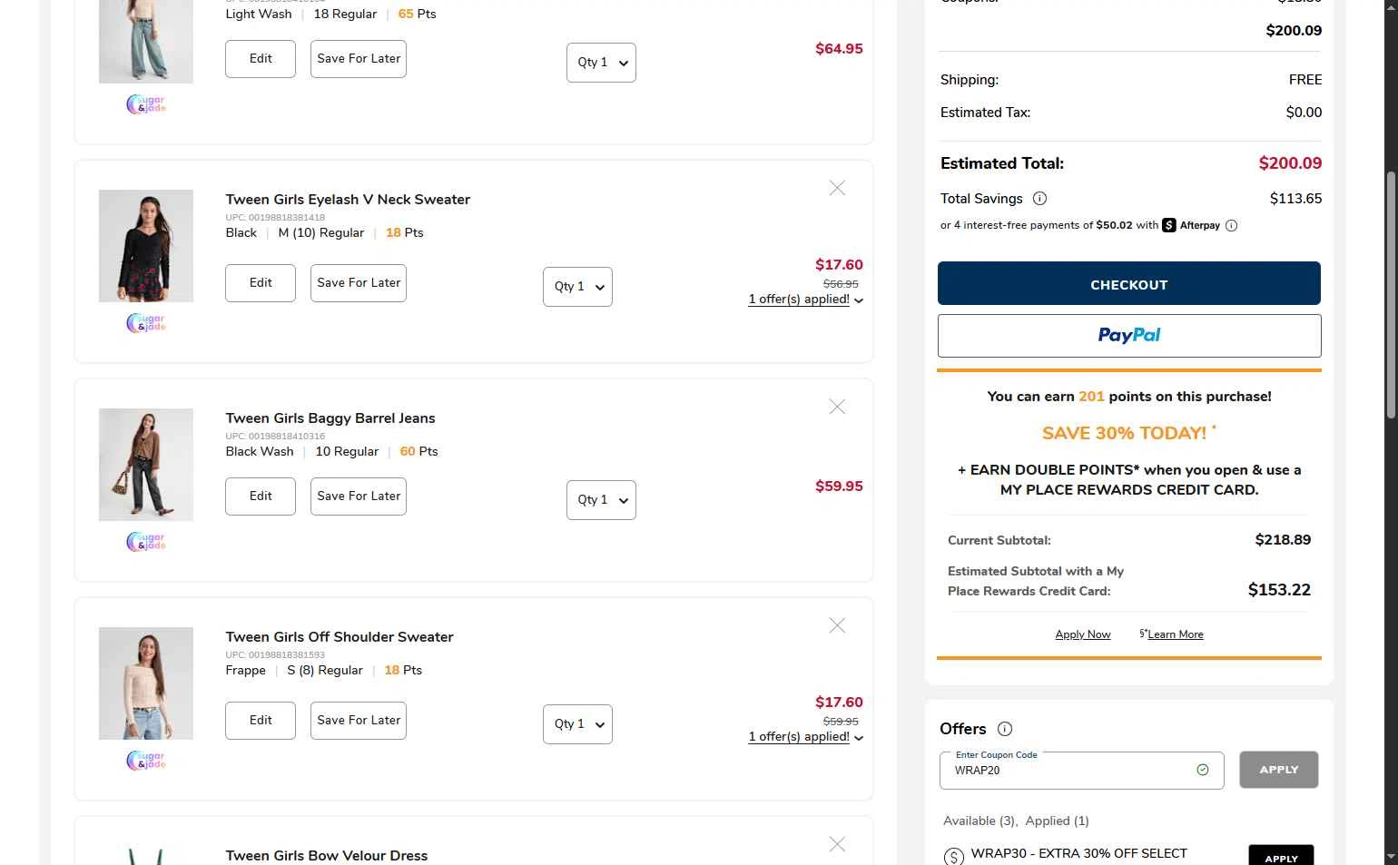 Sugar & Jade checkout page showing Sugar & Jade promo code box | Screenshot taken by SimplyCodes community member on Dec 17, 2025