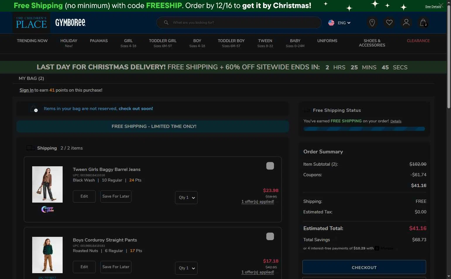 Sugar & Jade checkout page showing Sugar & Jade promo code box | Screenshot taken by SimplyCodes community member on Dec 17, 2025