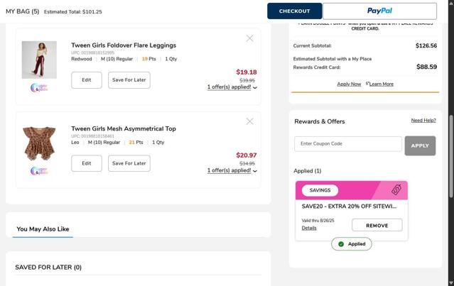 Sugar & Jade checkout page showing Sugar & Jade promo code box | Screenshot taken by SimplyCodes community member on Aug 20, 2025