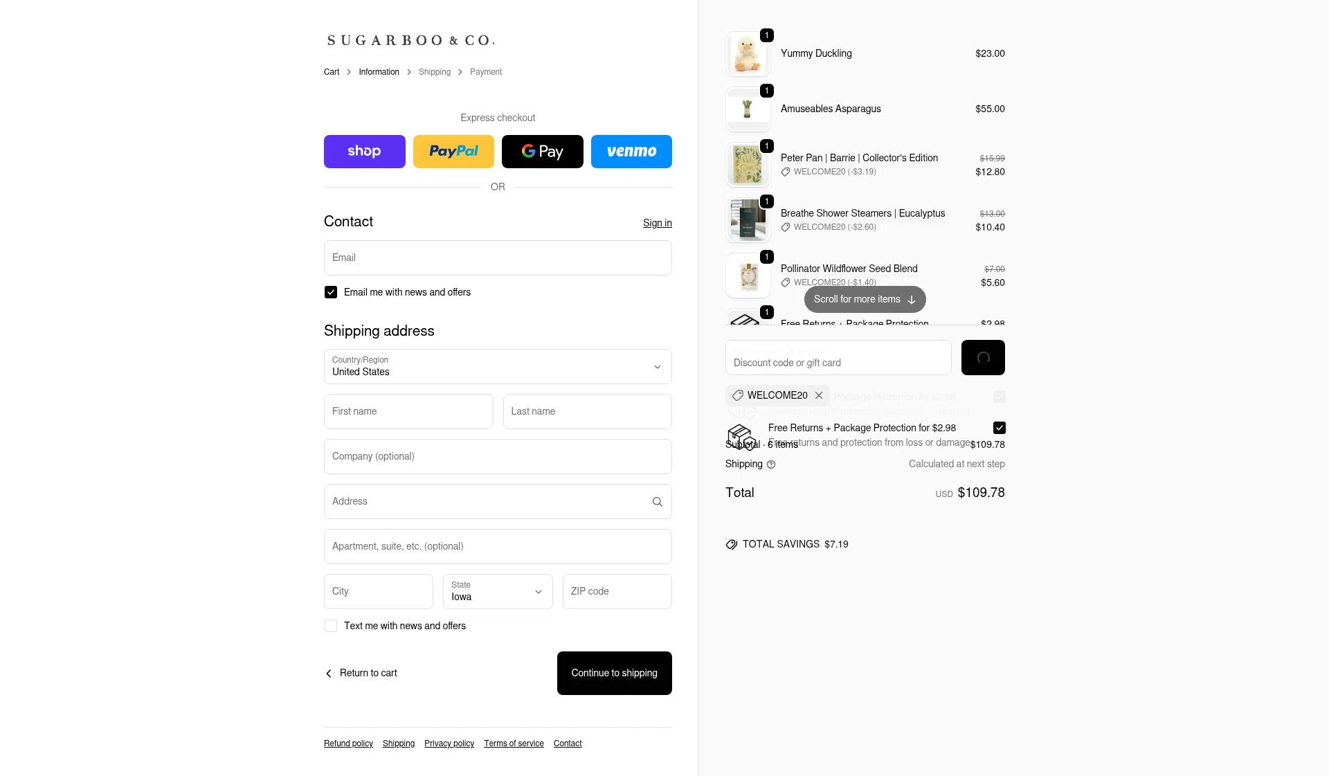 Sugarboo and Co checkout page showing Sugarboo and Co discount code box | Screenshot taken by SimplyCodes community member on Feb 2, 2026