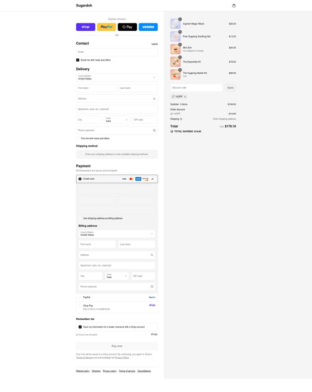 Sugardoh checkout page showing Sugardoh discount code box | Screenshot taken by SimplyCodes community member on Aug 30, 2025