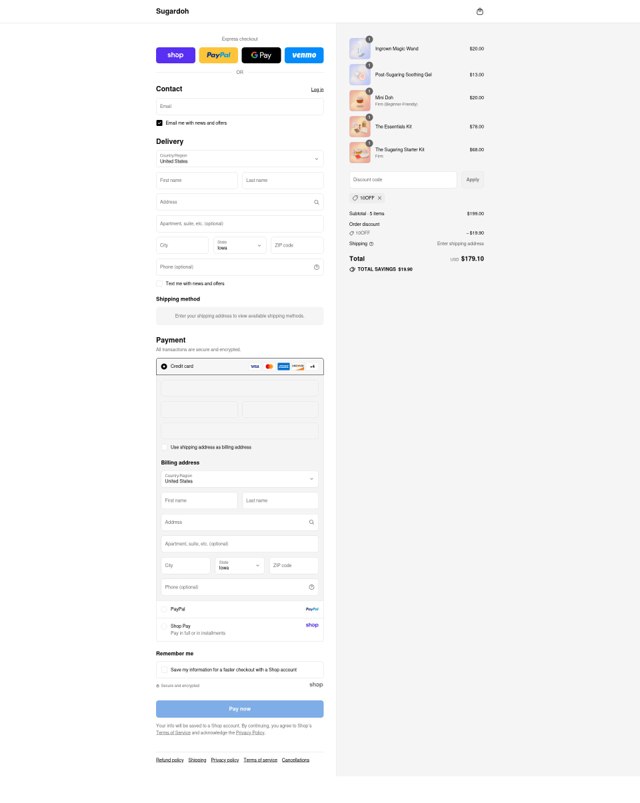 Sugardoh checkout page showing Sugardoh discount code box | Screenshot taken by SimplyCodes community member on Sep 4, 2025