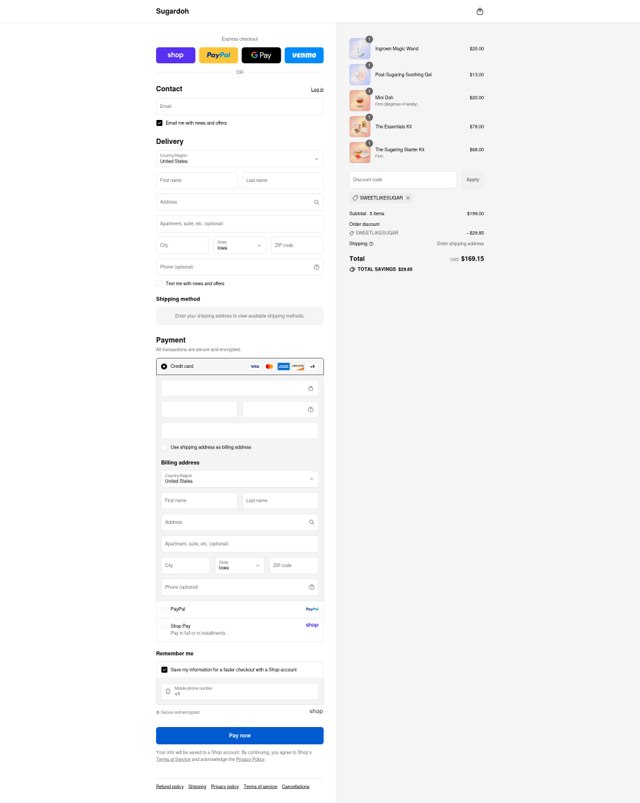 Sugardoh checkout page showing Sugardoh discount code box | Screenshot taken by SimplyCodes community member on Sep 4, 2025