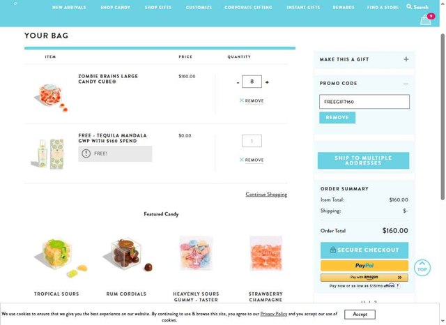 Sugarfina checkout page showing Sugarfina promo code box | Screenshot taken by SimplyCodes community member on Aug 30, 2025