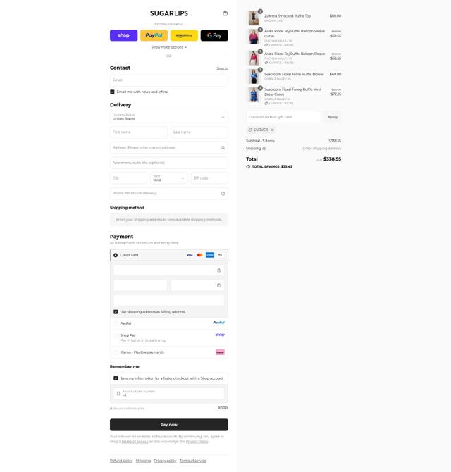 Sugarlips checkout page showing Sugarlips coupon code box | Screenshot taken by SimplyCodes community member on Sep 13, 2025