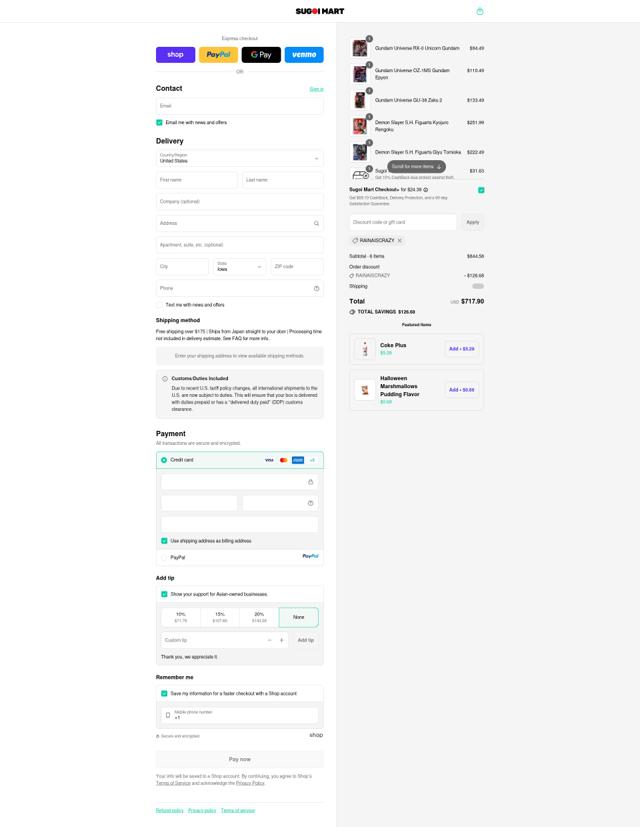 Sugoi Mart checkout page showing Sugoi Mart discount code box | Screenshot taken by SimplyCodes community member on Sep 10, 2025