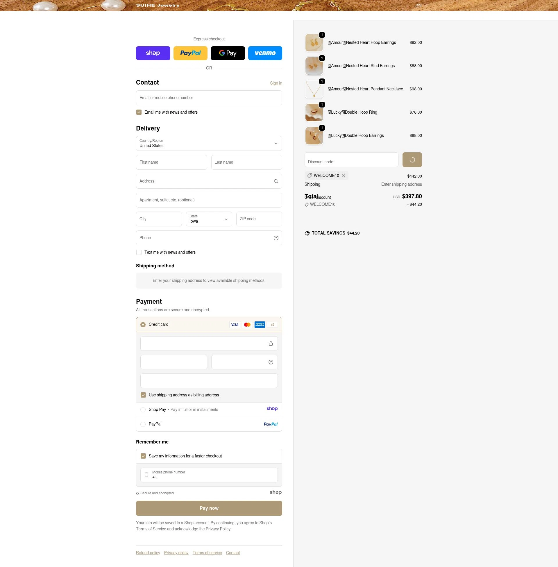 SUIHE checkout page showing SUIHE promo code box | Screenshot taken by SimplyCodes community member on Dec 23, 2025