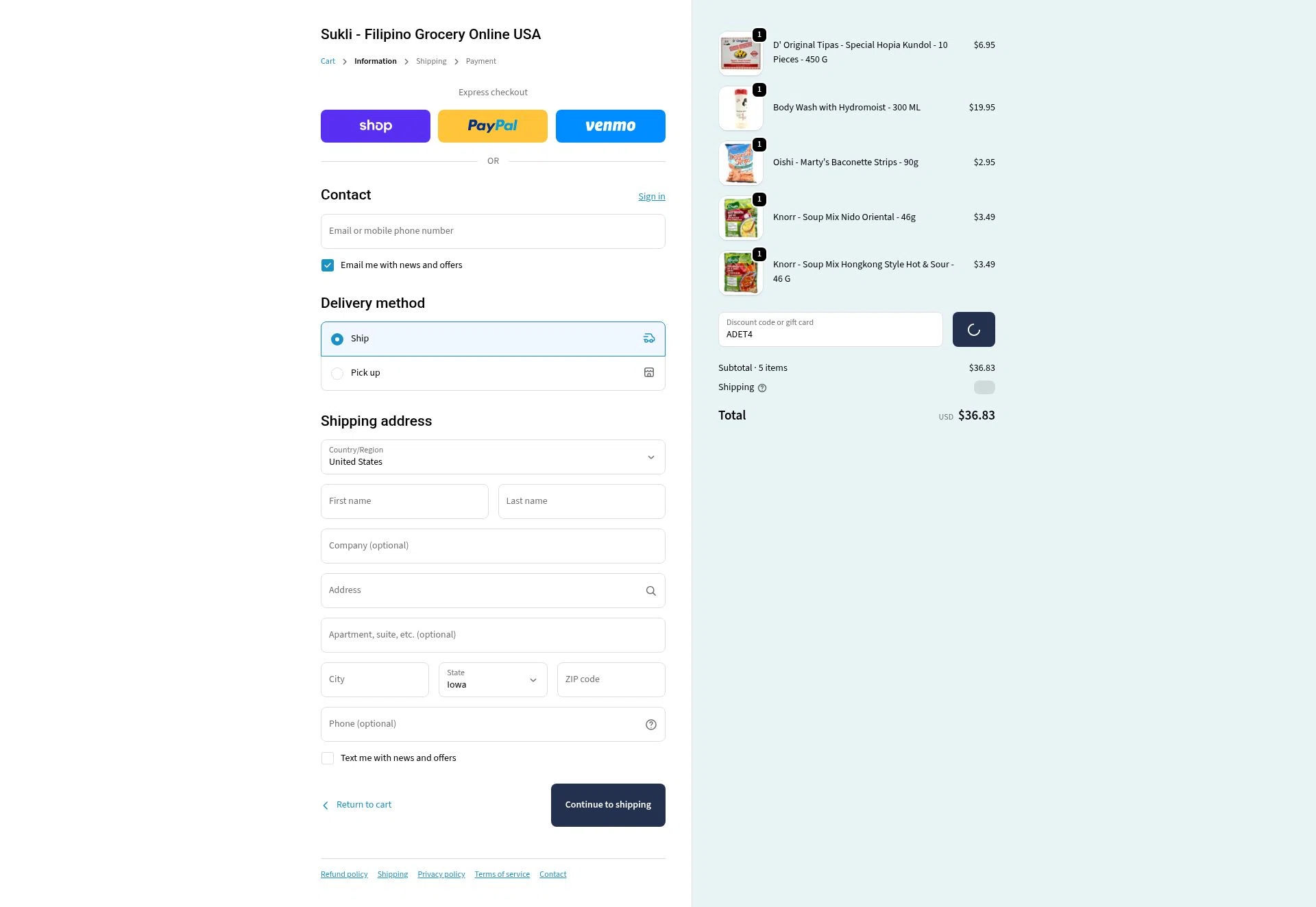 Sukli checkout page showing Sukli discount code box | Screenshot taken by SimplyCodes community member on Feb 6, 2026