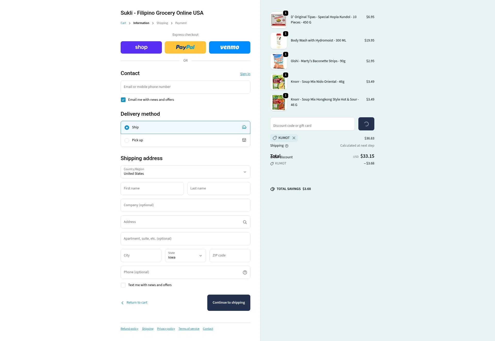 Sukli checkout page showing Sukli discount code box | Screenshot taken by SimplyCodes community member on Feb 6, 2026