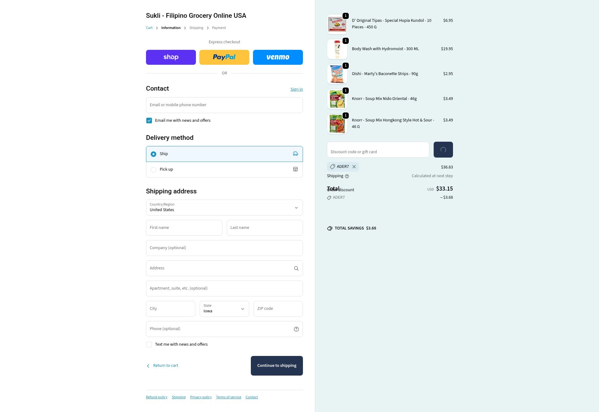 Sukli checkout page showing Sukli discount code box | Screenshot taken by SimplyCodes community member on Feb 6, 2026