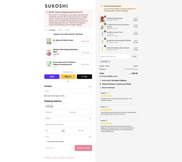 Sukoshi Mart checkout page showing Sukoshi Mart discount code box | Screenshot taken by SimplyCodes community member on Sep 7, 2025