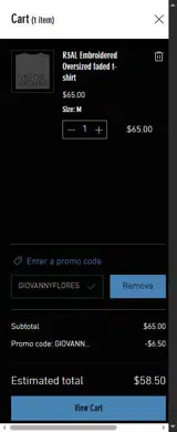 GIOVANNYFLORES coupon verification screenshot