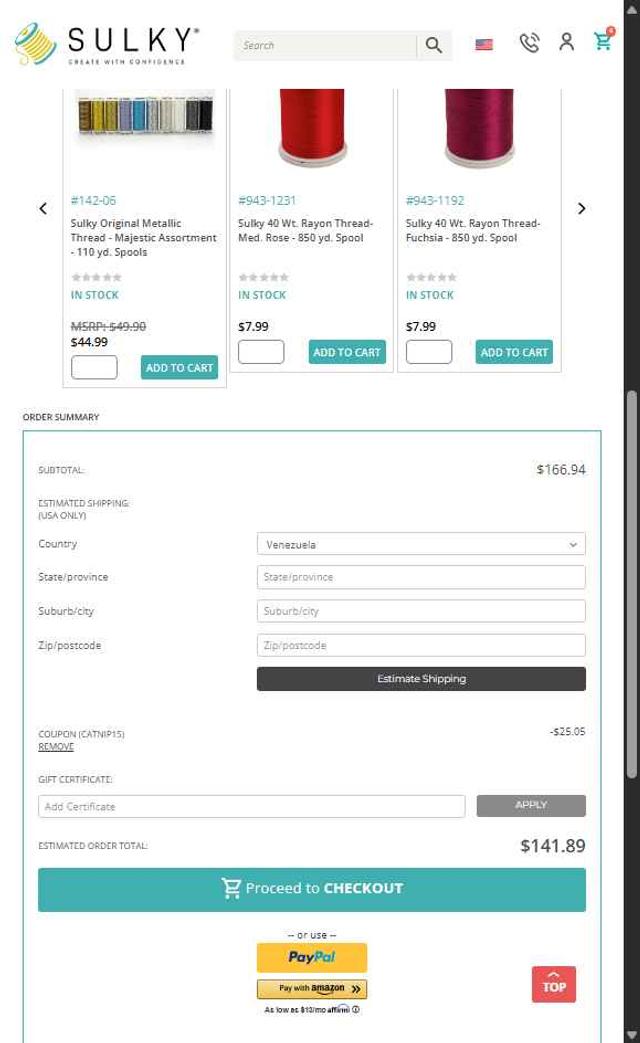 Sulky checkout page showing Sulky coupon code box | Screenshot taken by SimplyCodes community member on Jun 19, 2025