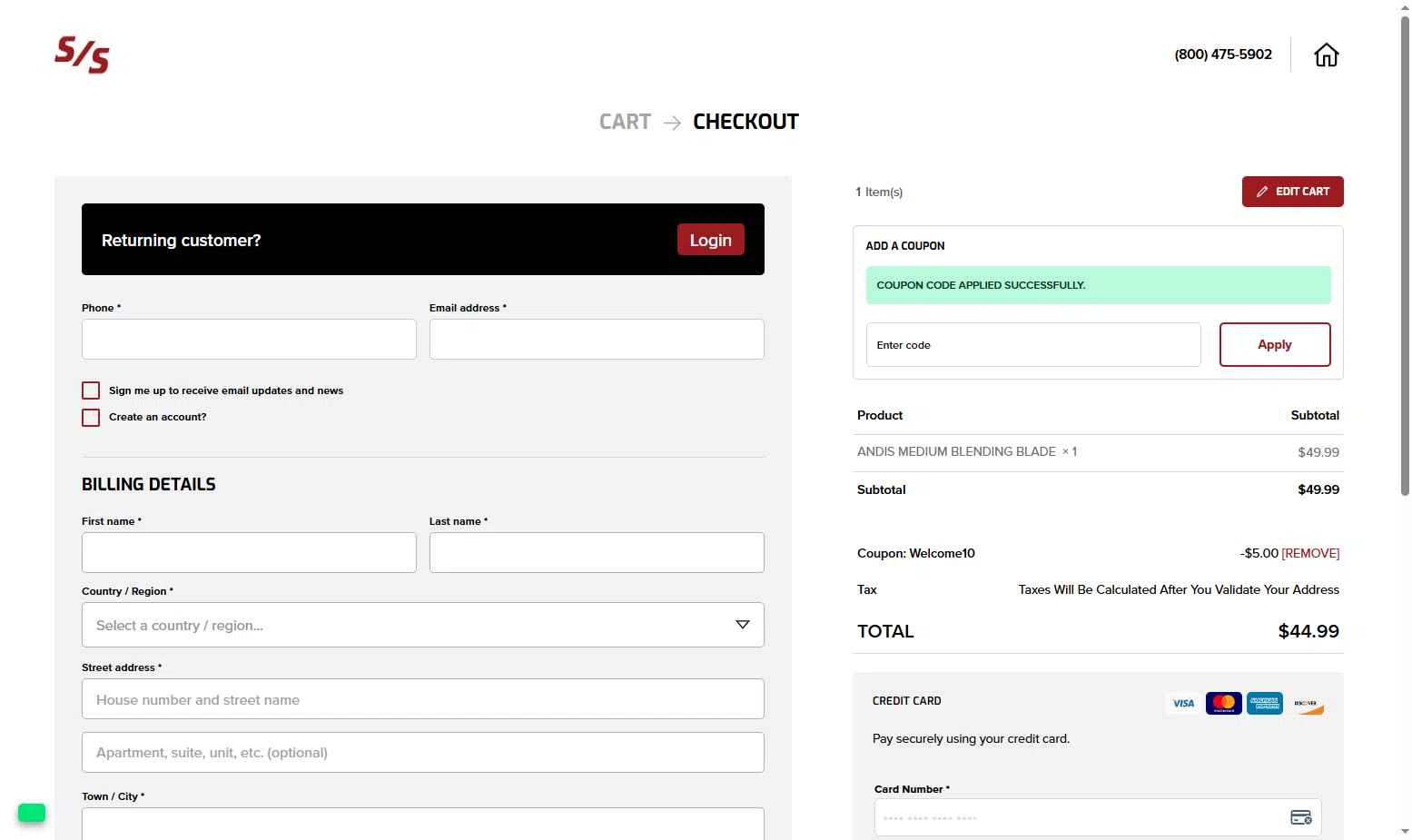Sullivan Supply checkout page showing Sullivan Supply coupon code box | Screenshot taken by SimplyCodes community member on Dec 31, 2025