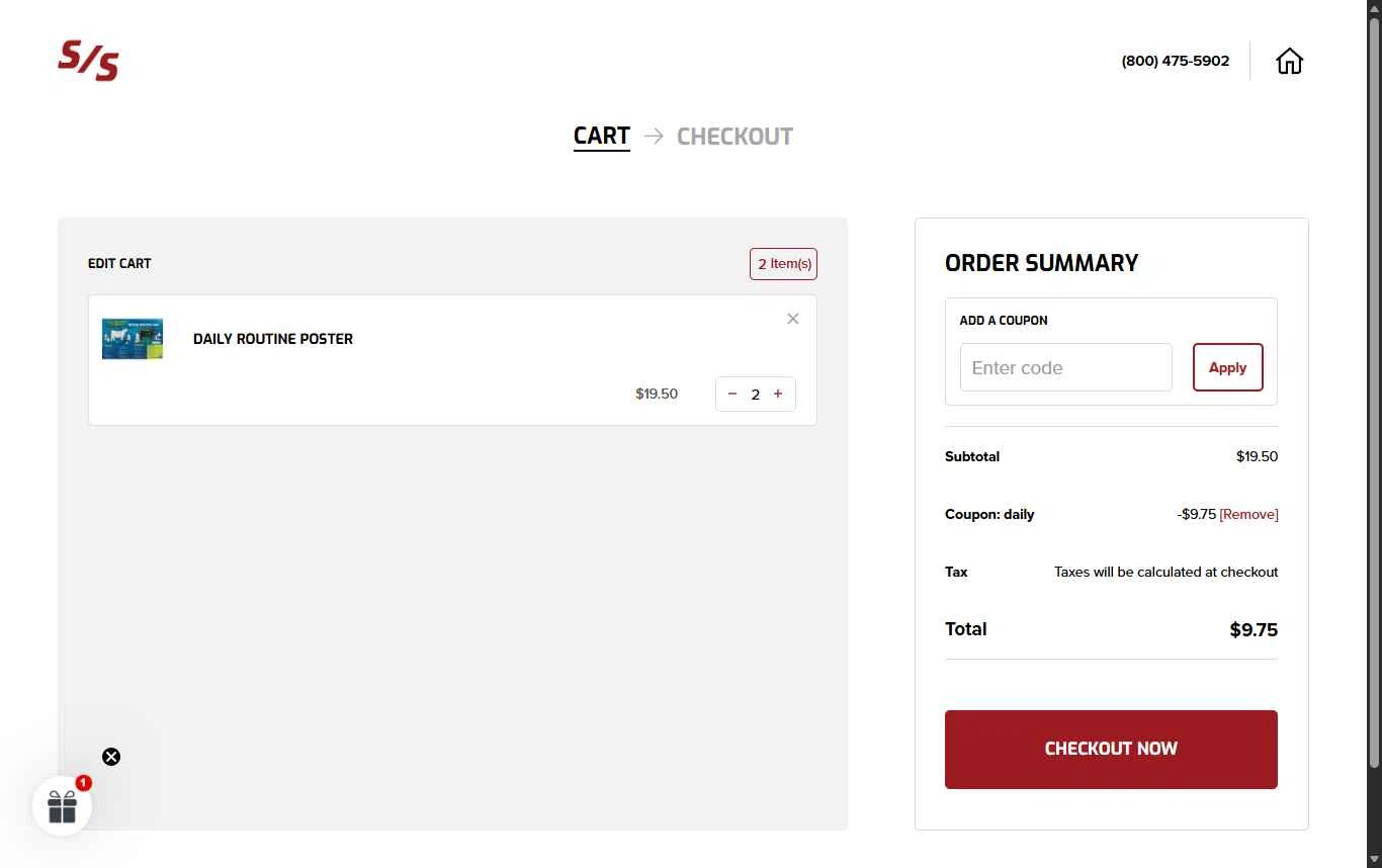 Sullivan Supply checkout page showing Sullivan Supply coupon code box | Screenshot taken by SimplyCodes community member on Jan 13, 2026