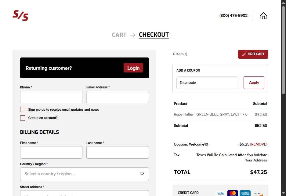 Sullivan Supply checkout page showing Sullivan Supply coupon code box | Screenshot taken by SimplyCodes community member on Jan 24, 2026