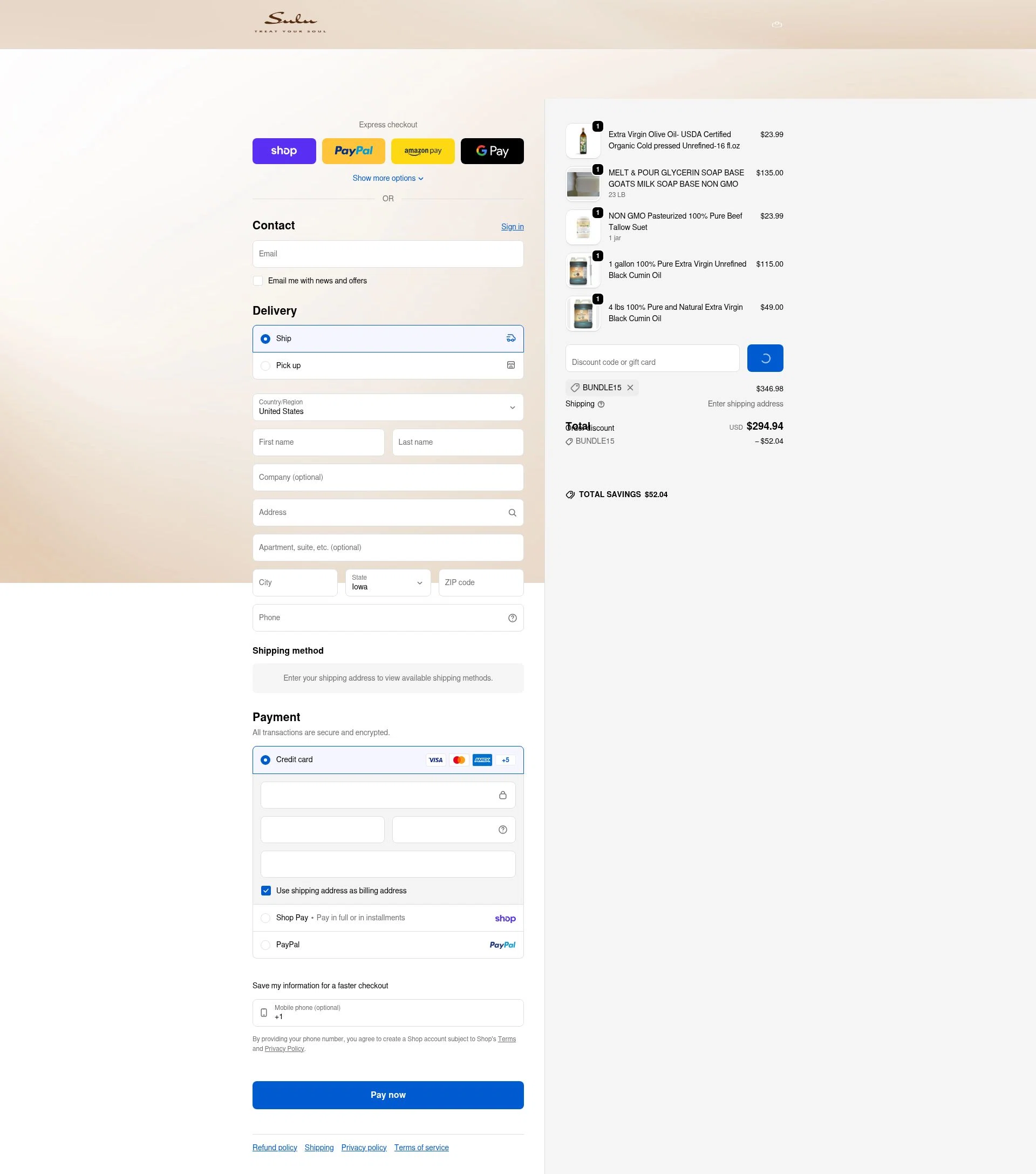 Sulu Organics checkout page showing Sulu Organics discount code box | Screenshot taken by SimplyCodes community member on Jan 30, 2026