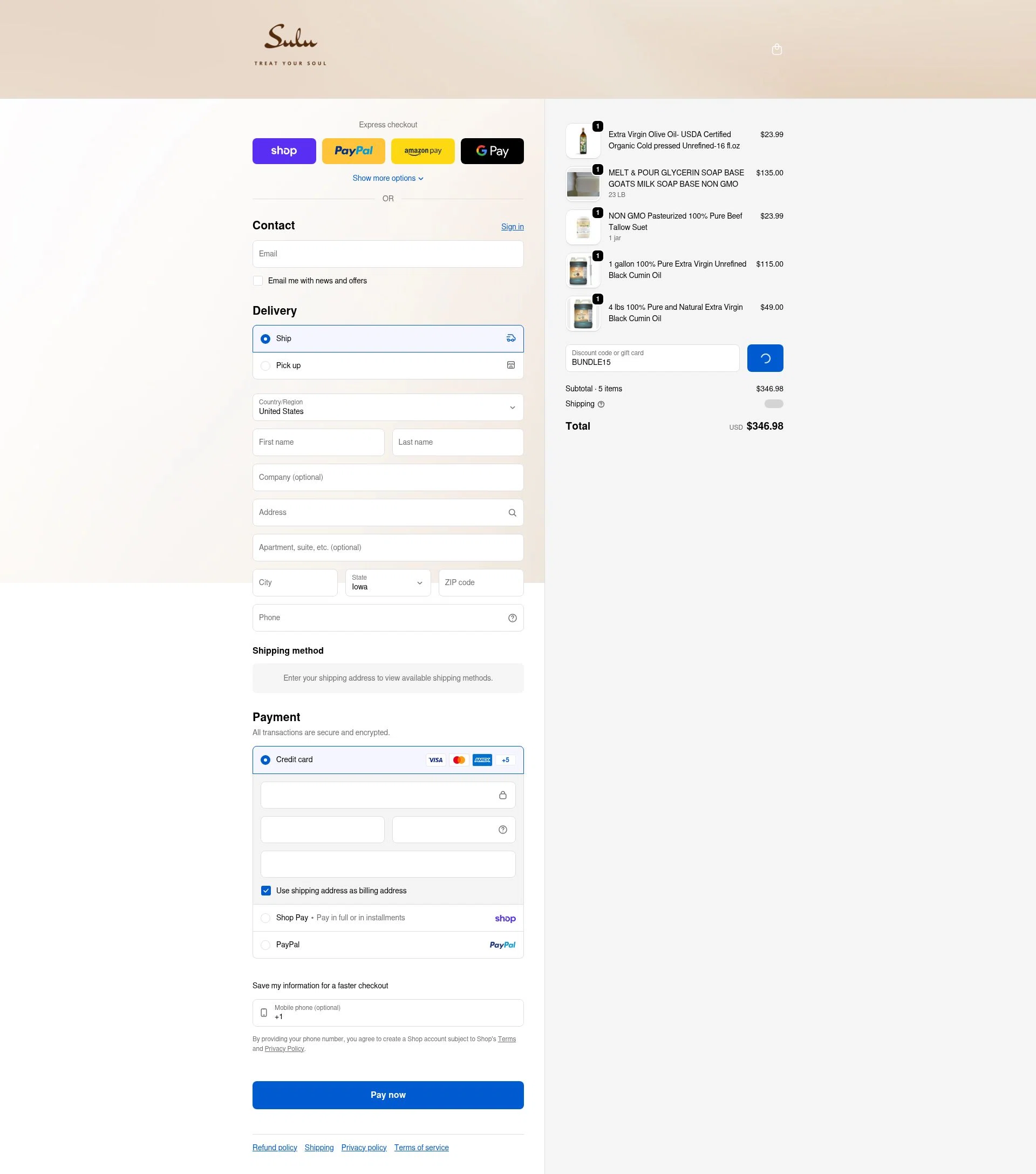 Sulu Organics checkout page showing Sulu Organics discount code box | Screenshot taken by SimplyCodes community member on Feb 4, 2026