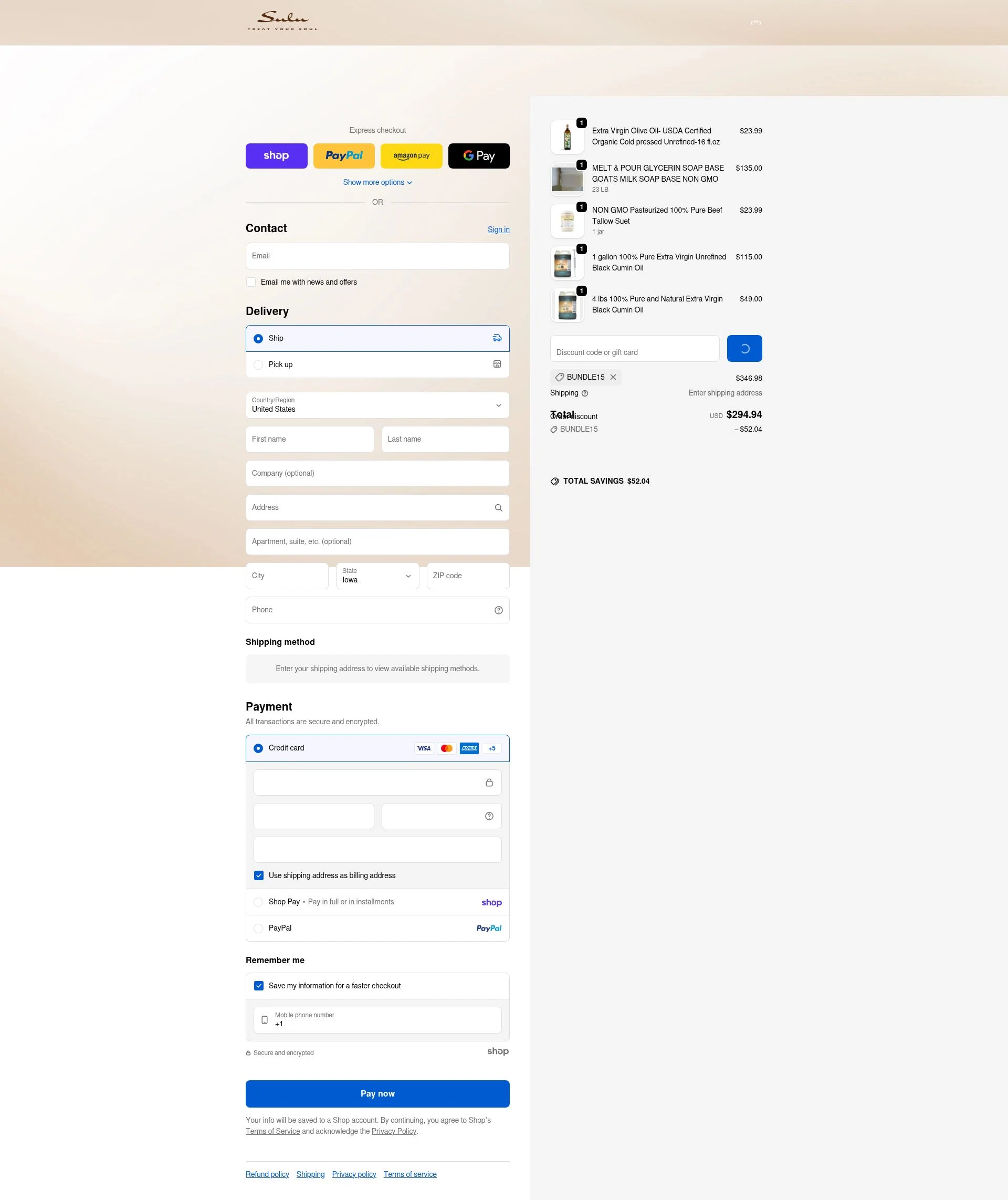 Sulu Organics checkout page showing Sulu Organics discount code box | Screenshot taken by SimplyCodes community member on Jan 26, 2026