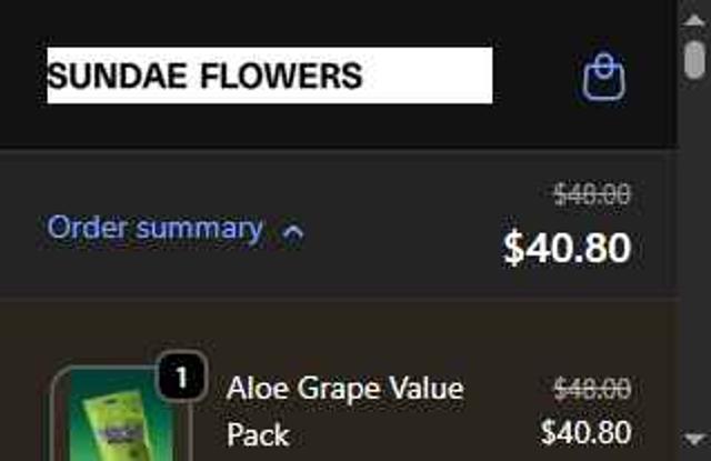 Sundae Flowers checkout page showing Sundae Flowers discount code box | Screenshot taken by SimplyCodes community member on Oct 1, 2025