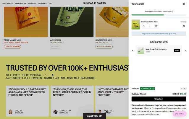 Sundae Flowers checkout page showing Sundae Flowers discount code box | Screenshot taken by SimplyCodes community member on Sep 22, 2025