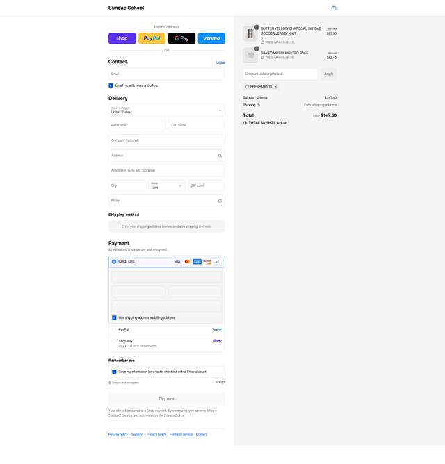 Sundae School checkout page showing Sundae School promo code box | Screenshot taken by SimplyCodes community member on Aug 31, 2025