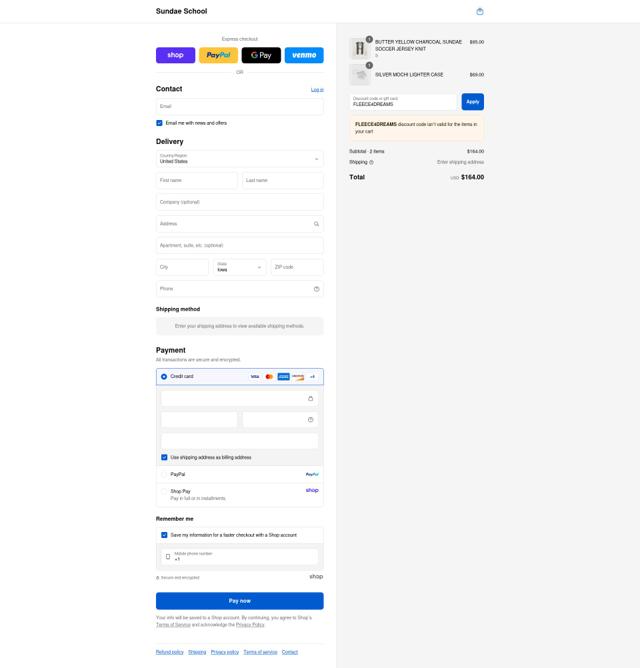 Sundae School checkout page showing Sundae School promo code box | Screenshot taken by SimplyCodes community member on Aug 31, 2025