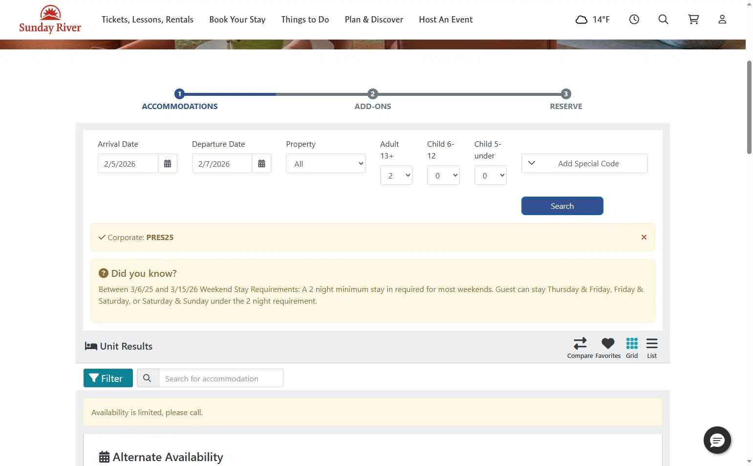 Sunday River checkout page showing Sunday River discount code box | Screenshot taken by SimplyCodes community member on Feb 5, 2026