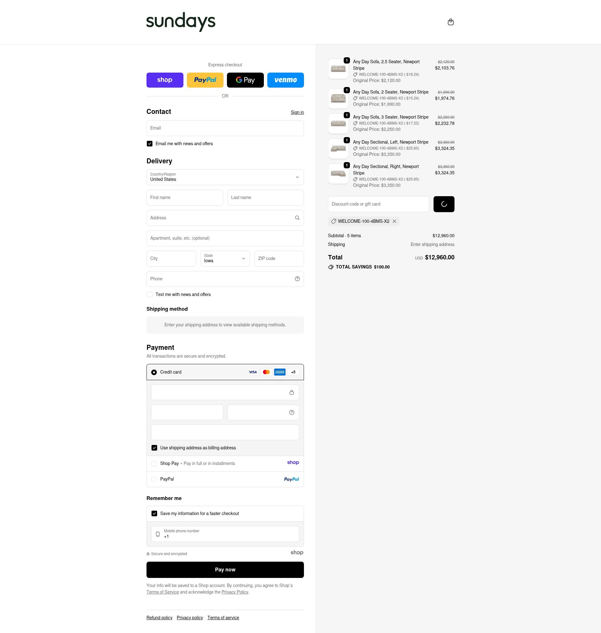 Sundays checkout page showing Sundays discount code box | Screenshot taken by SimplyCodes community member on Jan 2, 2026