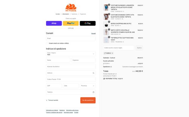 Sundek checkout page showing Sundek discount code box | Screenshot taken by SimplyCodes community member on Aug 29, 2025