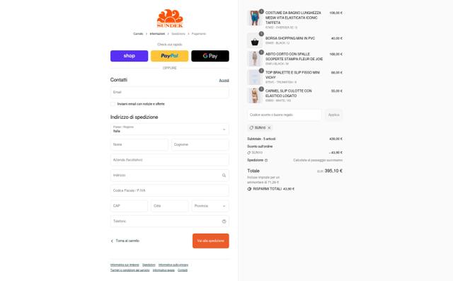 Sundek checkout page showing Sundek discount code box | Screenshot taken by SimplyCodes community member on Sep 2, 2025
