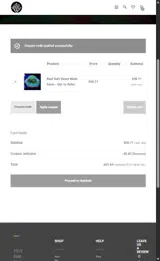 WELCOME coupon verification screenshot