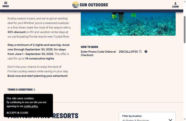 Sun Outdoors checkout page showing Sun Outdoors promo code box | Screenshot taken by SimplyCodes community member on Aug 20, 2025