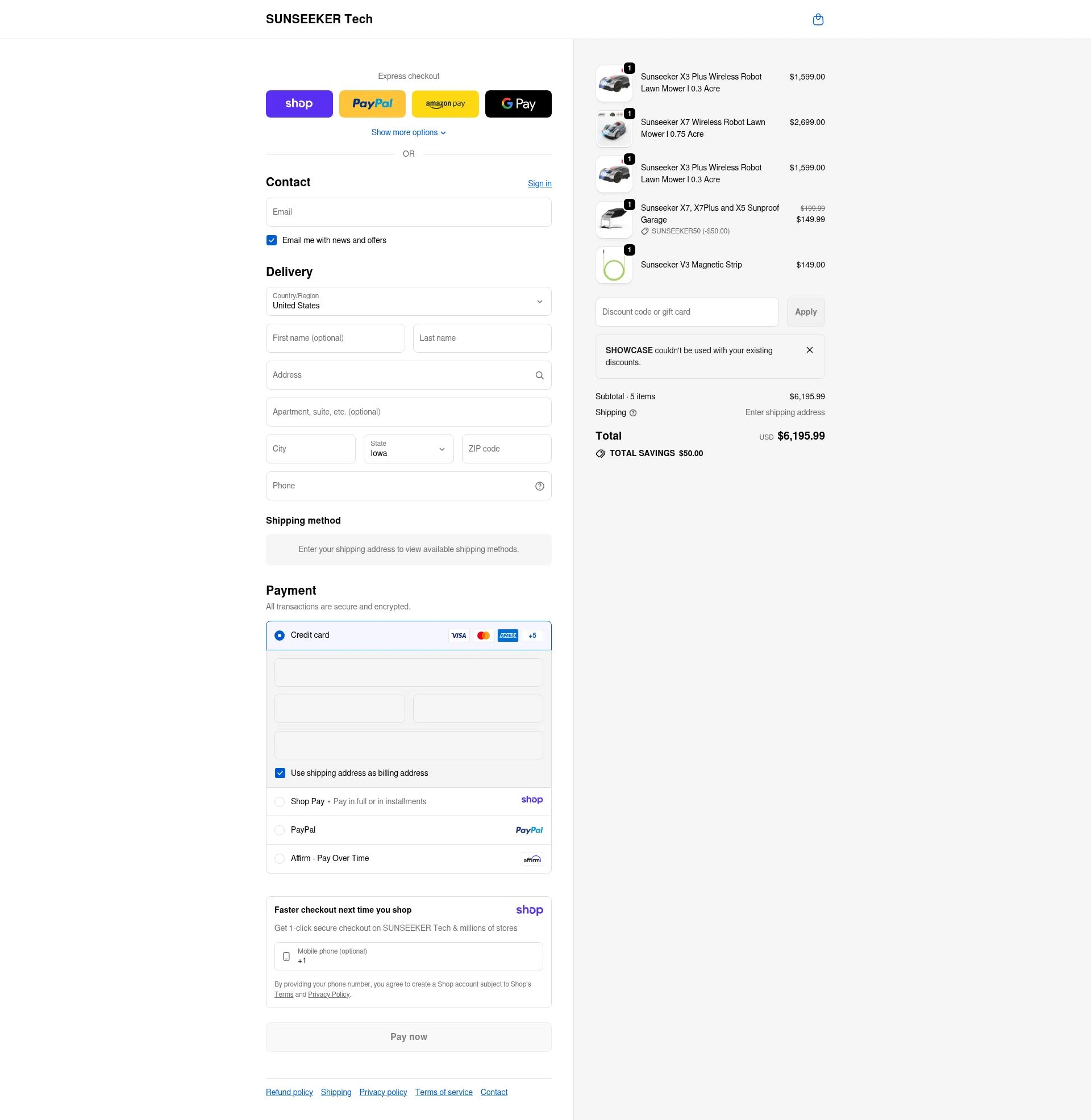 SUNSEEKER Tech checkout page showing SUNSEEKER Tech promo code box | Screenshot taken by SimplyCodes community member on Jan 8, 2026