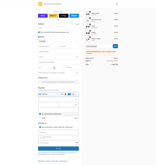 Sunski checkout page showing Sunski discount code box | Screenshot taken by SimplyCodes community member on Aug 28, 2025