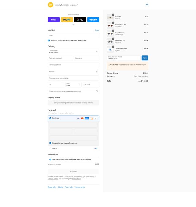 Sunski checkout page showing Sunski discount code box | Screenshot taken by SimplyCodes community member on Sep 6, 2025