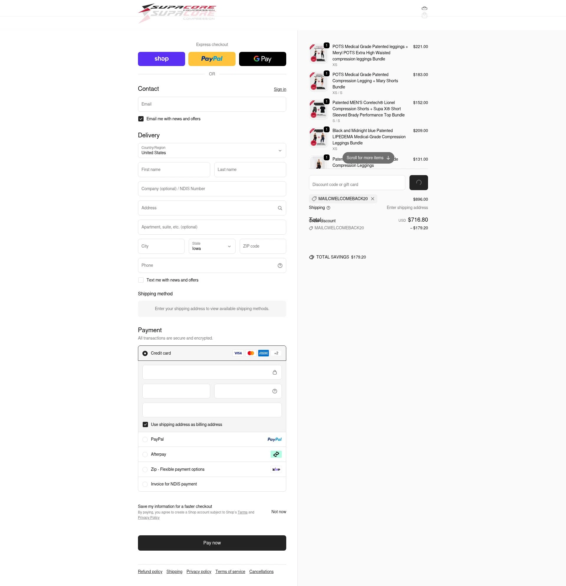 Supacore checkout page showing Supacore discount code box | Screenshot taken by SimplyCodes community member on Feb 14, 2026
